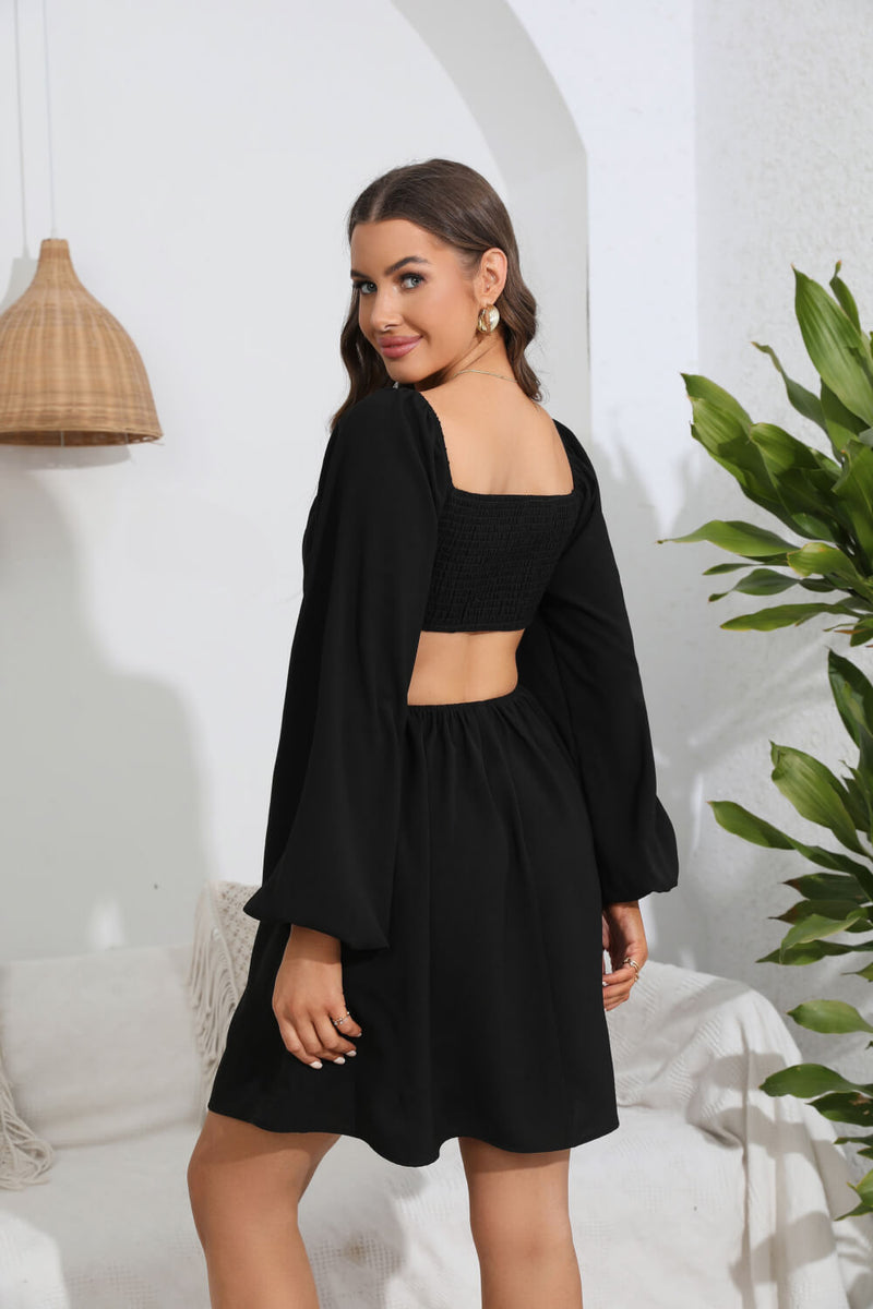 Cutout Long Balloon Sleeve Dress