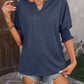 Mandy Heathered Notched Lantern Sleeve Blouse