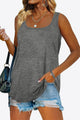Curved Hem Square Neck Tank Mid Gray