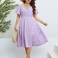 Plus Size Printed Smocked Waist Surplice Dress