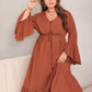 Plus Size V-Neck Flare Sleeve Maxi Dress