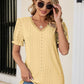 Eyelet Flounce Sleeve Scalloped V-Neck Top