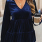 Perfee V-Neck Balloon Sleeve Peplum Blouse