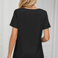 Ruched Heathered Short Sleeve T-Shirt