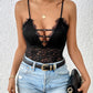 Perfee Lace Plunge Spaghetti Strap Bodysuit