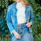 Veveret Button Up Raw Hem Denim Jacket