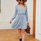 Square Neck Long Sleeve Dress