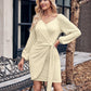 Asymmetrical Surplice Puff Sleeve Mini Dress