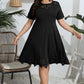 Plus Size Round Neck Openwork Dress