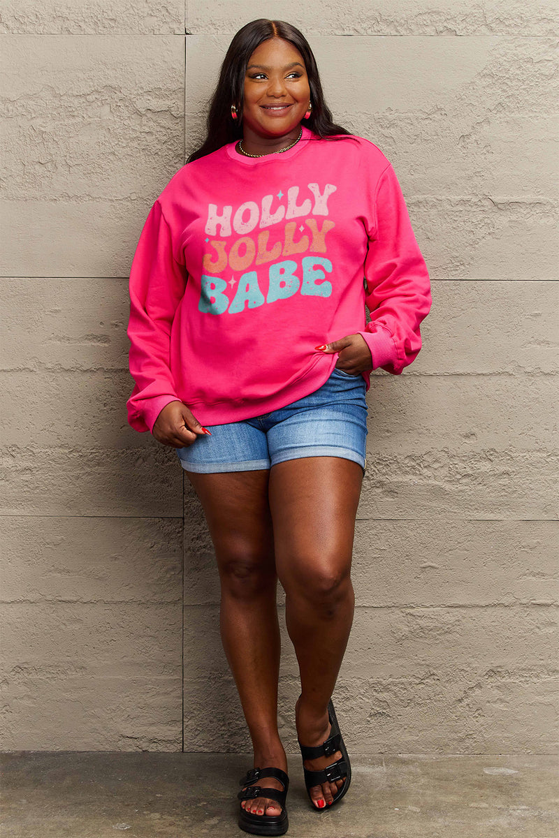 Simply Love Full Size HOLLY JOLLY BABE Long Sleeve Sweatshirt