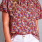 Printed Mock Neck Short Sleeve Blouse