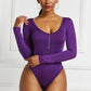 Half Zip Scoop Neck Long Sleeve Bodysuit