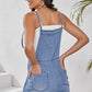 Pocketed Spaghetti Strap Denim Romper