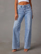 High Waist Straight Jeans with Pockets Light