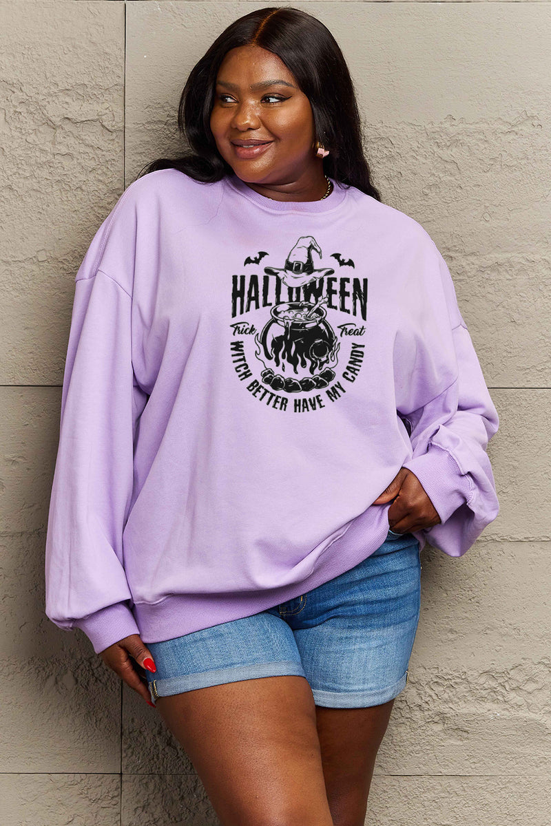 Simply Love Full Size Graphic Round Neck Sweatshirt Lavender