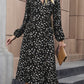 Printed Surplice Neck Long Sleeve Dress