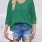 Lovelet Textured Round Neck Three-Quarter Sleeve Blouse