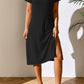 Ribbed Asymmetrical Neck Short Sleeve Dress