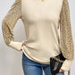 Leopard Print Long Sleeve Ribbed Knit Blouse