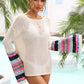 Rainbow Stripe Openwork Boat Neck Cover-Up