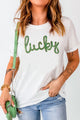 Sequined Lucky St.Patricks Day T-Shirt White