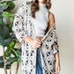 Veveret Geometric Open Front Three-Quarter Sleeve Cardigan