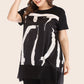 Plus Size Contrast Spliced Mesh T-Shirt and Cropped Leggings Set