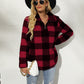 Shiny Plaid Half Zip Long Sleeve Sweatshirt