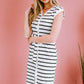 Striped Button Front Tie Waist Dress