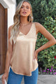 Solid V-Neck Wide Strap Tank Ivory