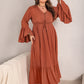 Plus Size V-Neck Flare Sleeve Maxi Dress