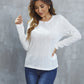 Eyelet Round Neck Long Sleeve Top