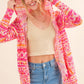 And The Why Full Size Printed Thermal Hooded Open Front Cardigan