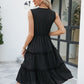 Contrast V-Neck Sleeveless Tiered Dress