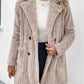 Fuzzy Button Up Long Sleeve Coat with Pockets