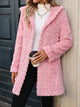Heart Open Front Hooded Fuzzy Coat Blush Pink
