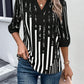 Striped Notched Half Sleeve Blouse