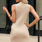 Ribbed Sleeveless Slit Knit Dress