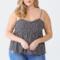 Zenobia Plus Size Frill Smocked Floral Sweetheart Neck Cami