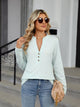 Striped Notched Long Sleeve T-Shirt Light Green