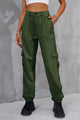 Buttoned High Waist Jeans with Pockets Army Green