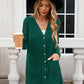 Ribbed Button Down V-Neck Long Sleeve Cardigan