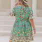 Plus Size Printed V-Neck Short Sleeve Mini Dress