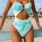 Cutout Tie-Dye Spaghetti Strap One-Piece Swimwear