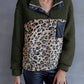 Ivy Lane Leopard Quarter-Snap Teddy Sweatshirt