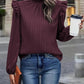 Mock Neck Ruffle Shoulder Blouse