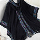 Fringe Half Sleeve Hooded Poncho