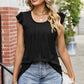 Ruffled Ruched Round Neck Tank