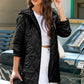 Snap Down Long Sleeve Quilted Winter Coat