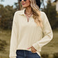 Johnny Collar Dropped Shoulder Blouse